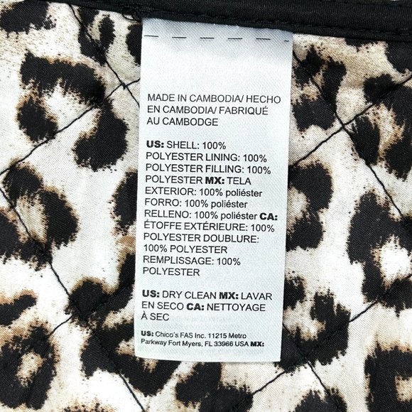 Chico's Quilted Jacket in Black and Leopard Size 3P (16-18) *NWT* - Picture 8 of 10
